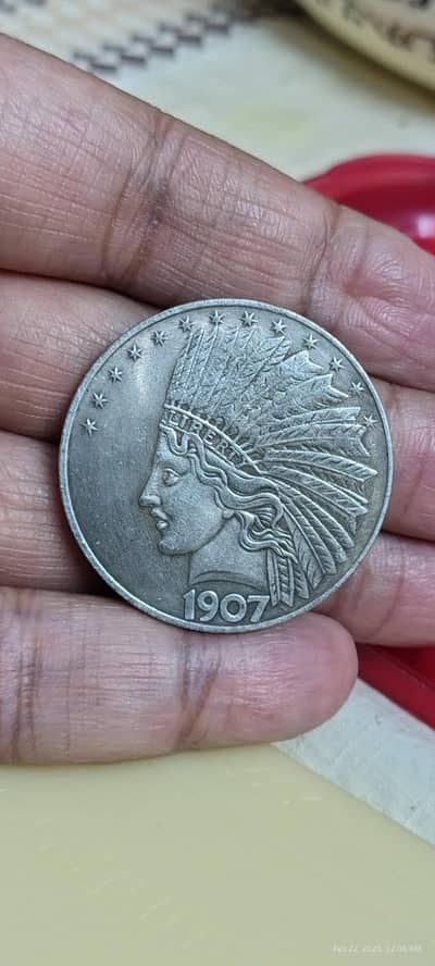 USA 1907 INDIAN HEAD 10 DOLLAR | SILVER PLATED RARE COIN | OLD COIN |