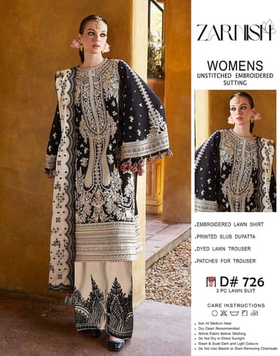 ZARNISH 3PC Embroidered Luxury Designer Lawn Vol-06 | Premium Quality