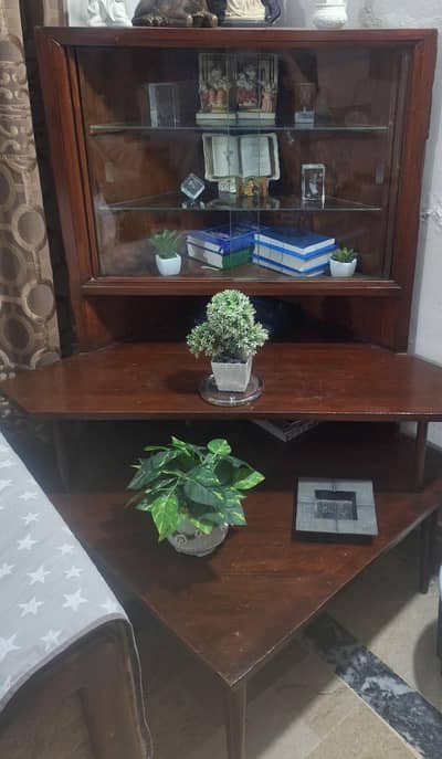 Solid Wood Living Room Corner Stand – Excellent Condition