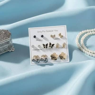 Luxury 7-Pair Earrings Collection - Monday To Sunday Special Set