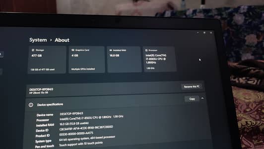 HPZBook AMD Card 4GB i7 8th generation 16gb ram 512gb
