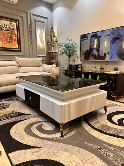 Modern Center Table with Glass Top