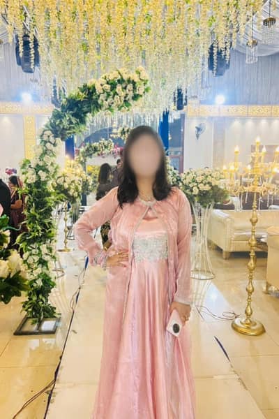 Pink Formal Frock with Matching Coat – 2 Hours Used – Small & Medium