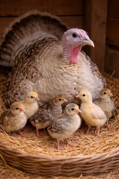 Turkey Chick and Golden Heavy Buff