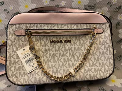 Michael Kors Original Crossbody Bag – Cream & Blush Pink with Gold Cha
