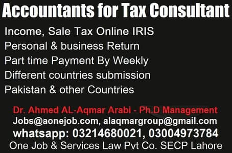 Accountant for Tax & online returns IRIS