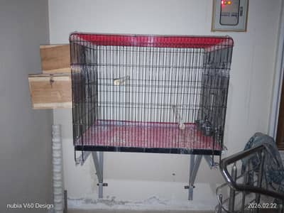 gray parrot cage with L breeding box