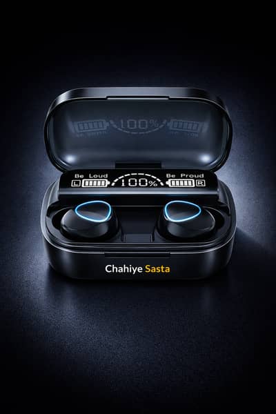 M10 TWS Earbuds - BT V5.3 | Touch Control | Digital Display 10m Range|