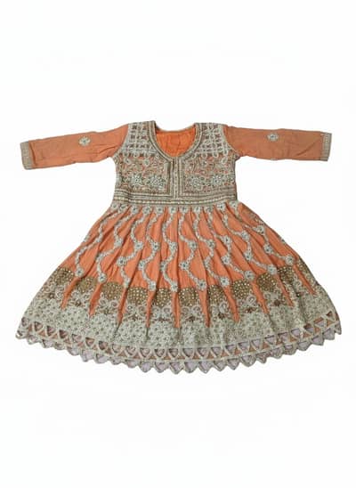 Peach Embroidered 3 Piece Suit with Dupatta for Sale