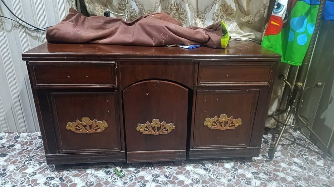 bed, side table, showcase, dressing table, clean 3