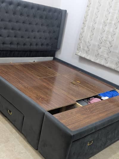 Customized Double Bed with shoe rack, Drawer and Shoe Rack