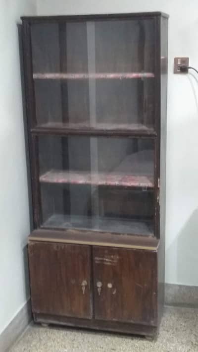 Golden Chance! Bring Home An Antique Tall Wooden Display Showcase Now!