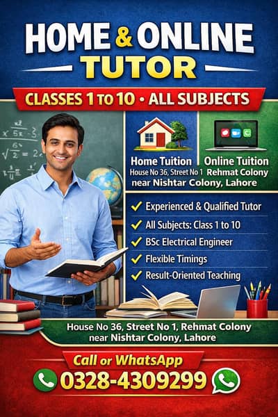 Experienced home tutor & online tutor available . . .