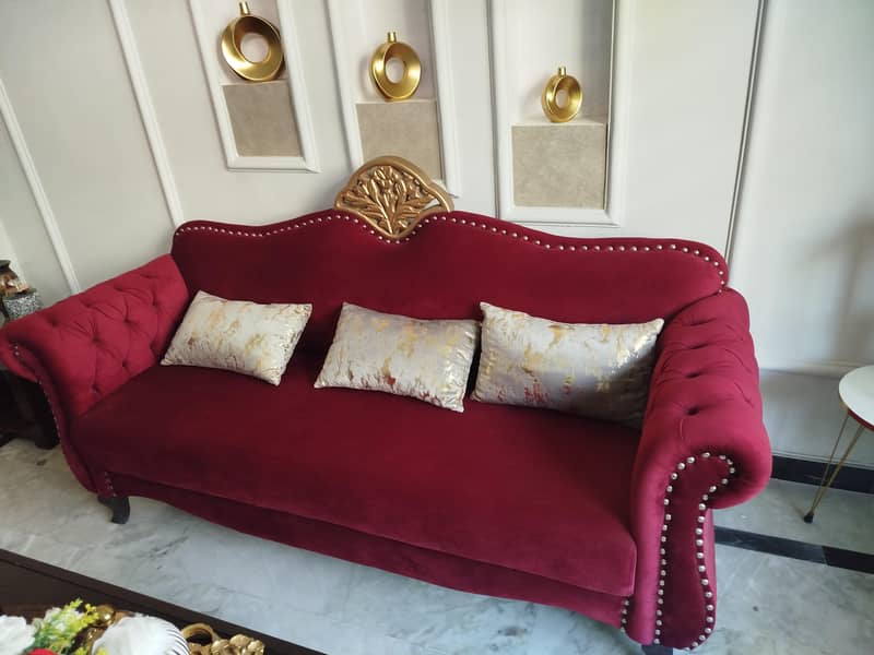 Solid Kicker Wood 5 Seater Sofa Set in Excellent Condition 3