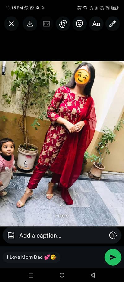 3pc dress kameez + Capri + duppata