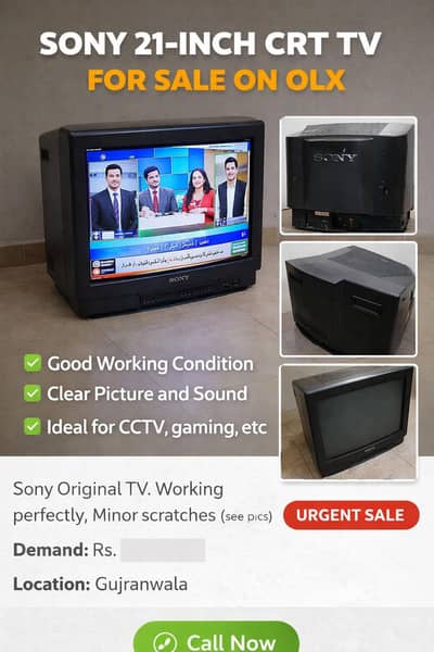 21 INCHES TV FOR CCTV , HOME USE , GAMING CONSOLE PS1 PS2 . . . .