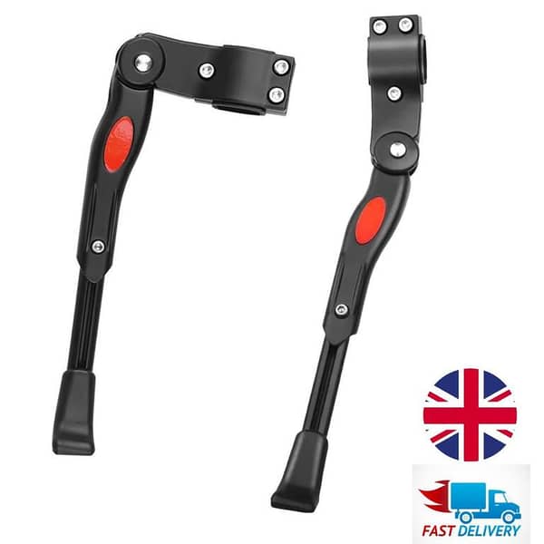 Universal Adjustable Aluminum Alloy Bicycle Kickstand - Rear Side Mount Bike Stand Cycle with Anti-Slip Rubber Foot & Red Reflector, Compatible with 20"-29" MTB Road City Bikes