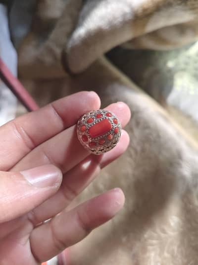 Marjan Coral ring silver gemstone