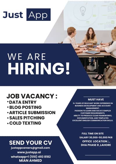 JustApp is Now Hiring In Lahore