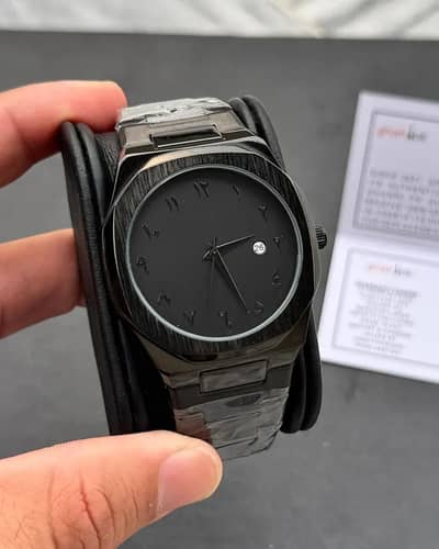 Arabic Edition Black Aura watch with date Stainless Steel
