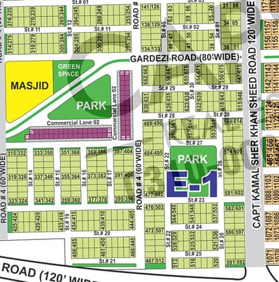10 Marla Hot Location Plot in E1 Sector | Plot #. . . . | back to big Park & Main Road