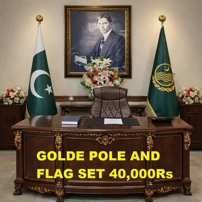 Punjab Governemnt Flag & Pole for office back side chair, PUNJAB FLAG