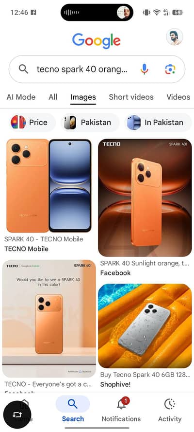 tecno spark 40 orange color  40000