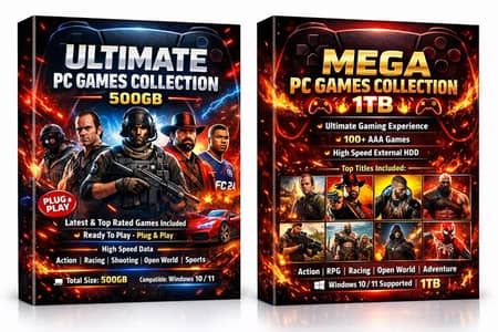 1 tb and 500 gb hdd with games