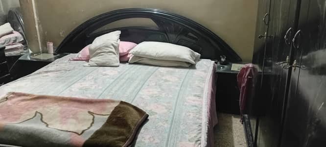 Black deco Bedroom Set (Bed + Dressing Table + Side Tables)