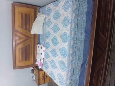 Wooden Bedroom Set Bed with mattress+ Dressing Table + 3 Door Cupboard