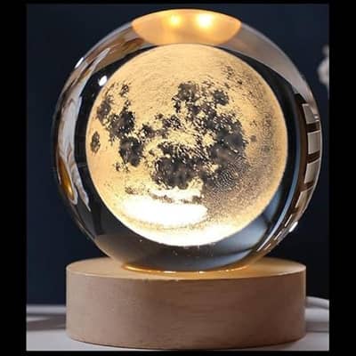 3D Crystal Ball Night Lamp Wooden base Trending gift