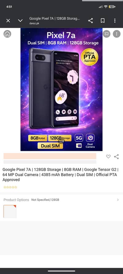 Google pixel 7qa pta proved 128 gb black colour