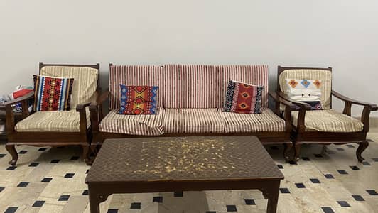 Wooden sofa set with wood table