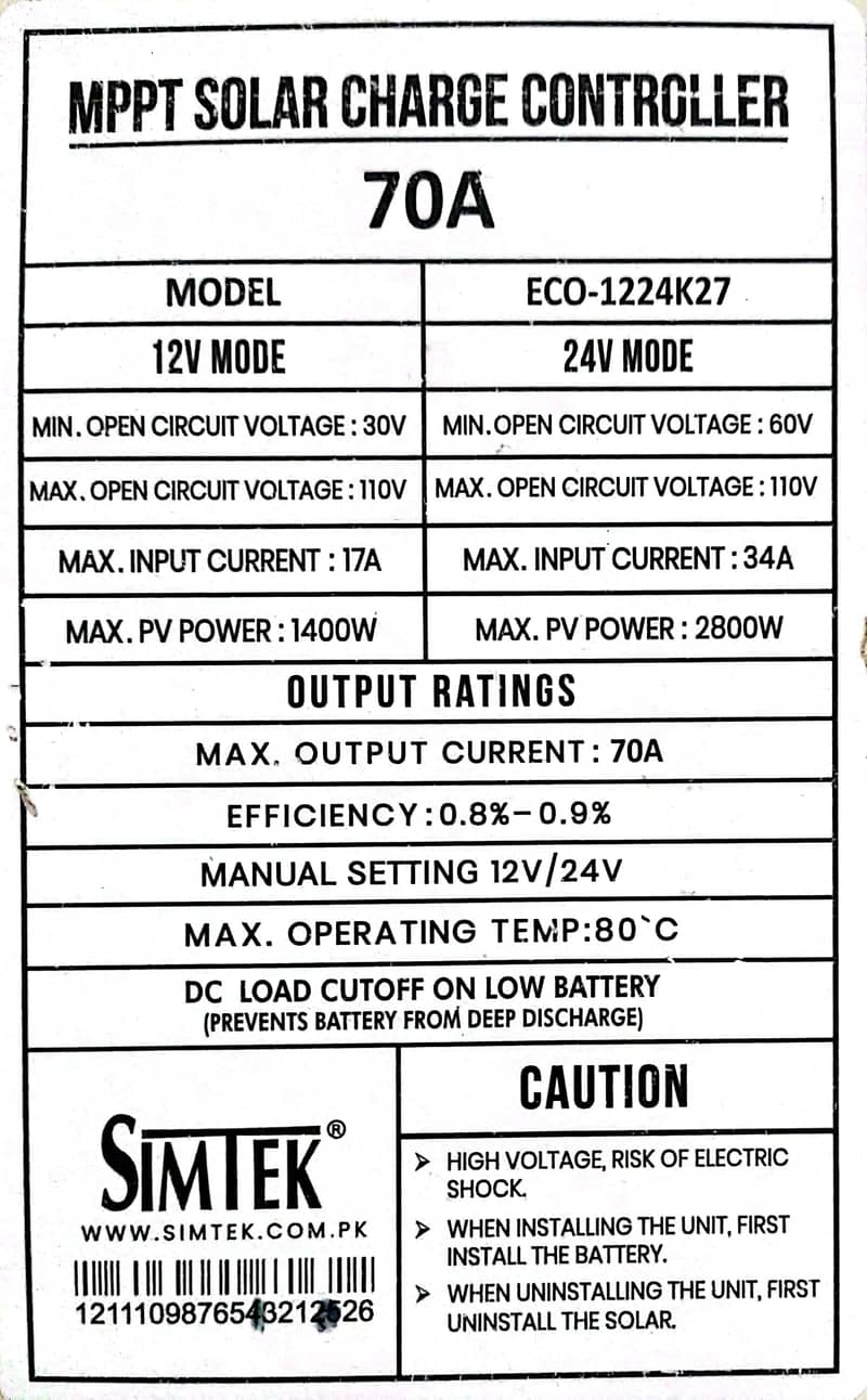 MPPT solar charge controller 70A 4