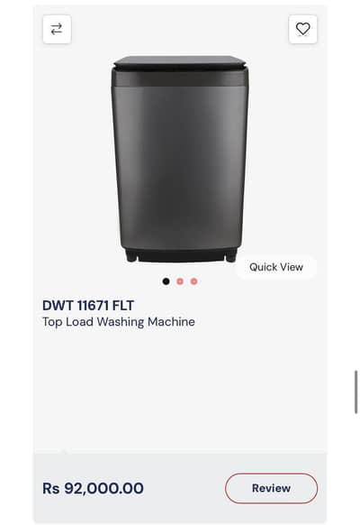 Dawlance Automatic Washing Machine Brand New Box Pack