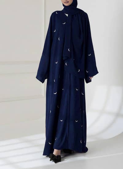 moon embroidery abaya