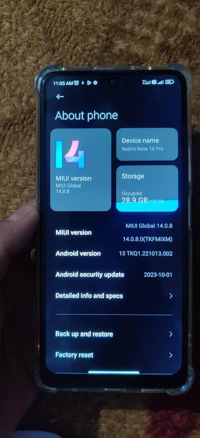 Redmi note 10 pro  6/128gb  with box and with chrger jst panel change