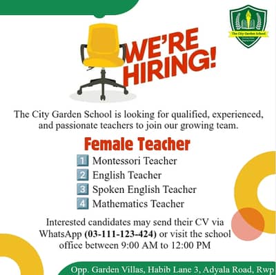 Female Teacher Required