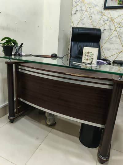 Used Premium wooden and glass Office Table