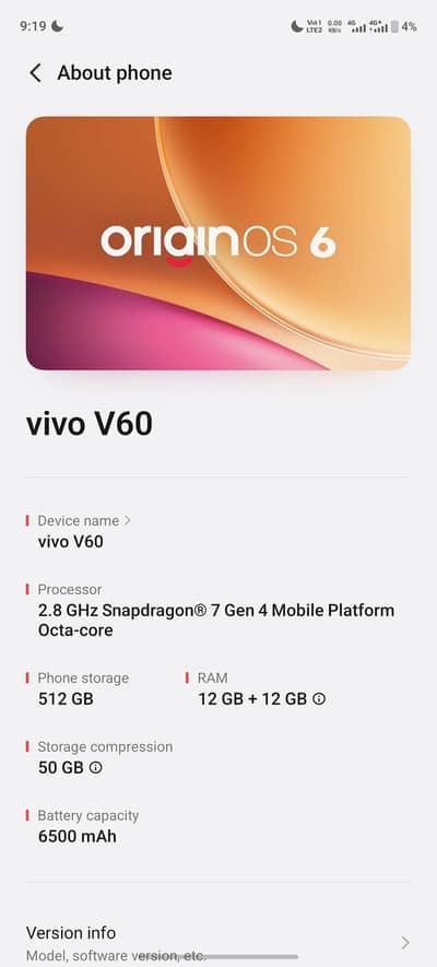 V60 5g vivo 512gb Zeiss