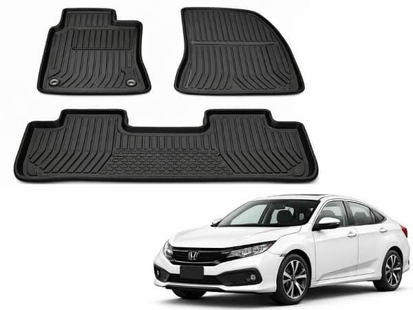 Honda X 2016–2023 Universal Custom Fit Floor Mats | 3 Pcs Black Rubber Coated | Waterproof & Anti-Slip