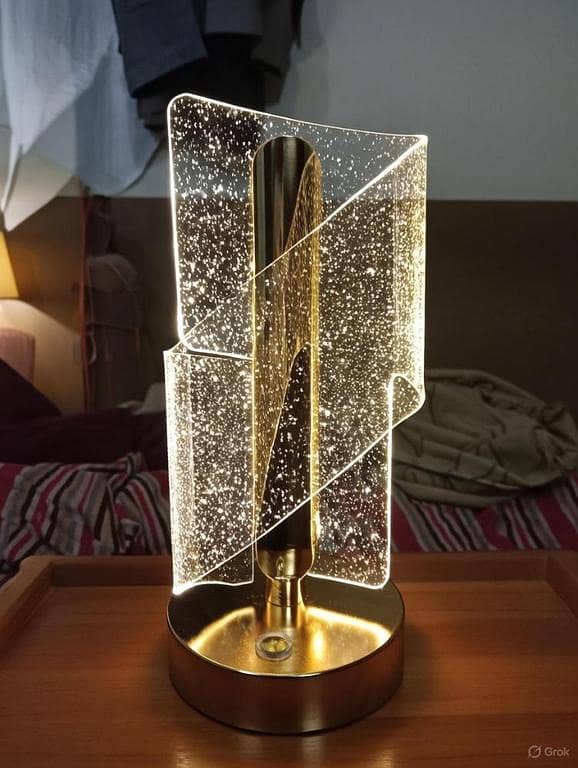 Elegant Crystal Clear LED Table Lamp with Glittering Effect and Sputnik Design, New, High-Quality Home Decor Lighting