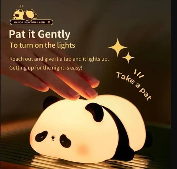 Touch LED Night Light for Kids | Rechargeable Silicone Panda & Rabbit Lamp | Warm White LED Bedside Table Light for Bedroom & Nursery