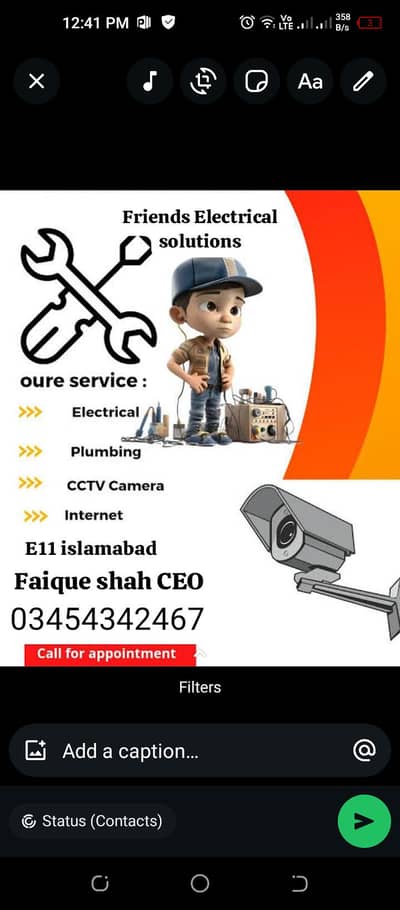 Electrical work repairing house CCTv camera installation Ac installati