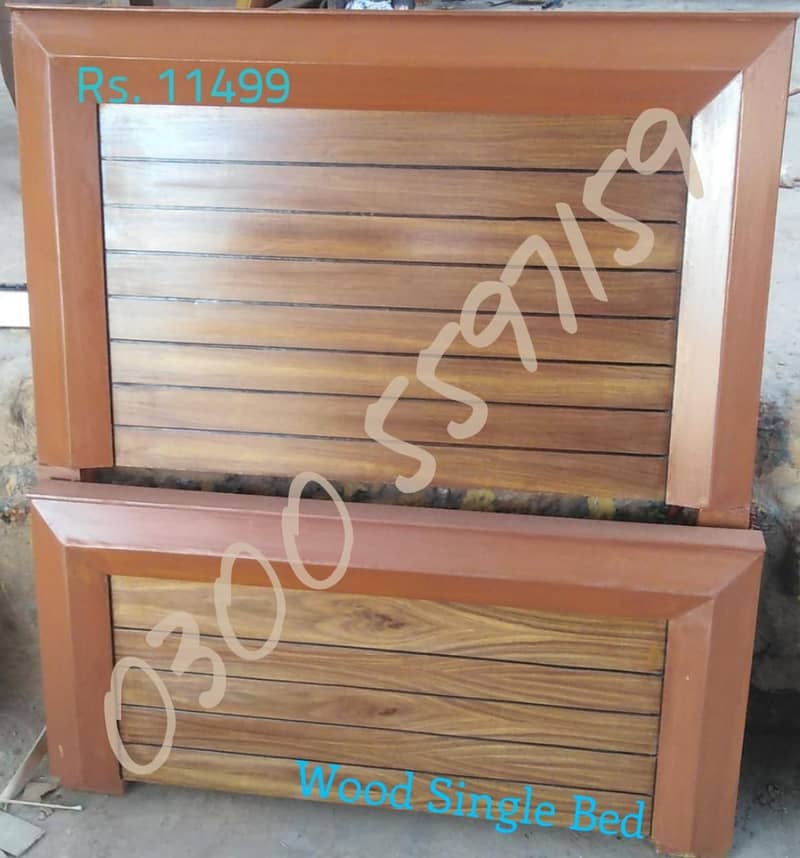 solid wood double bed, polish bed single without side table dressing 1