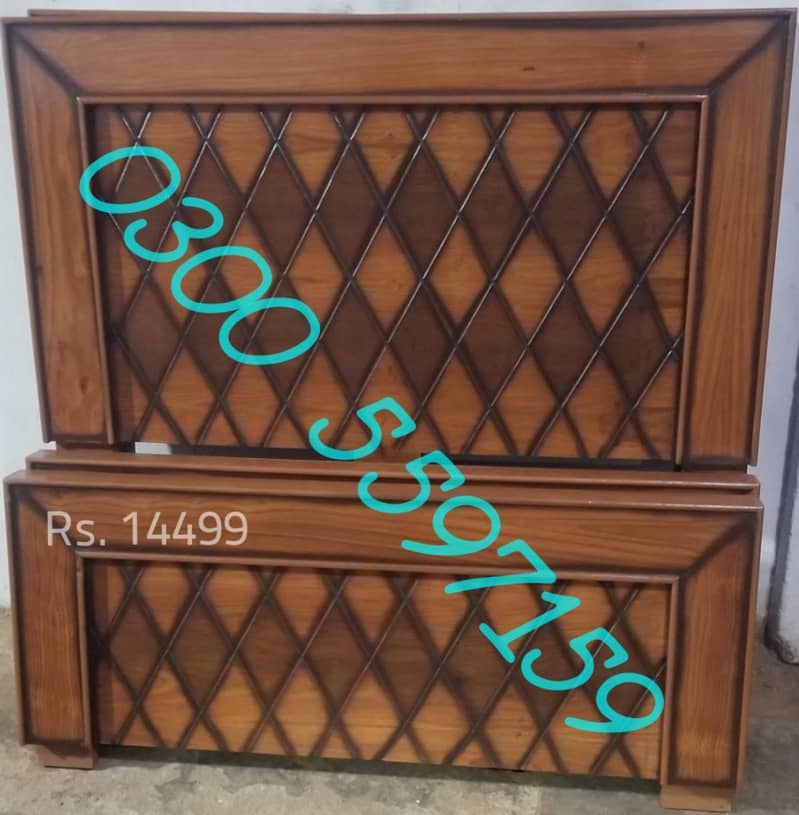 solid wood double bed, polish bed single without side table dressing 17