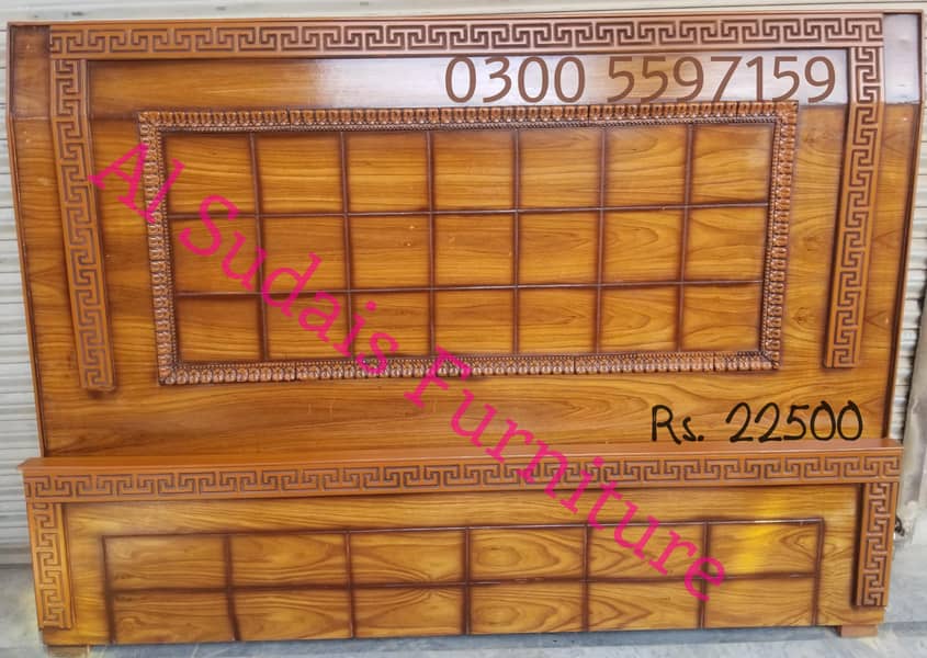 solid wood double bed, polish bed single without side table dressing 18