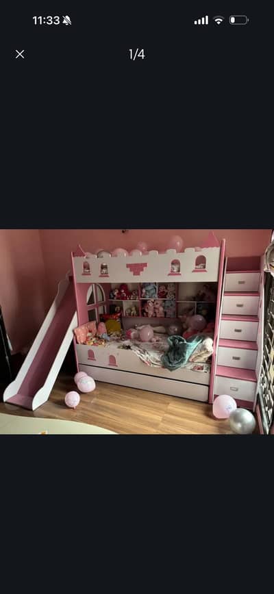 Kids bed with cupboard.