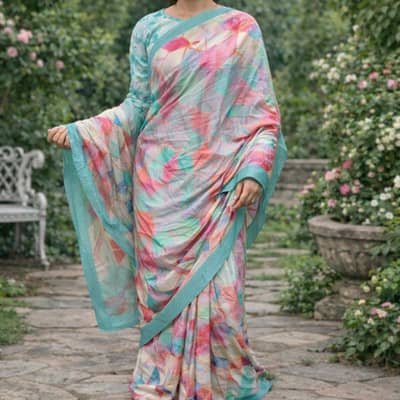 Beautiful Designer Printed stitched Saree .