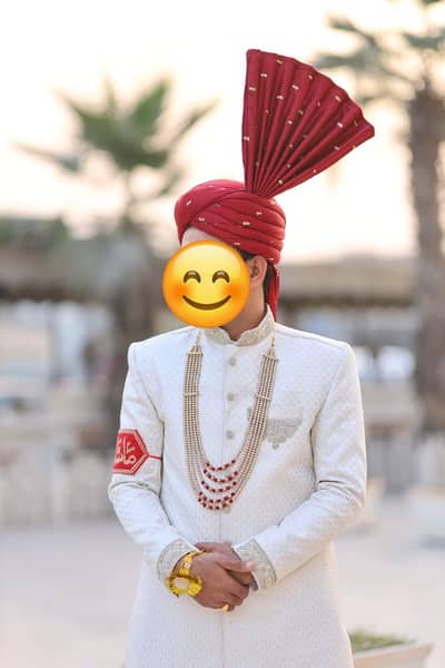 Sherwani with Turban, Maalla and Khussa